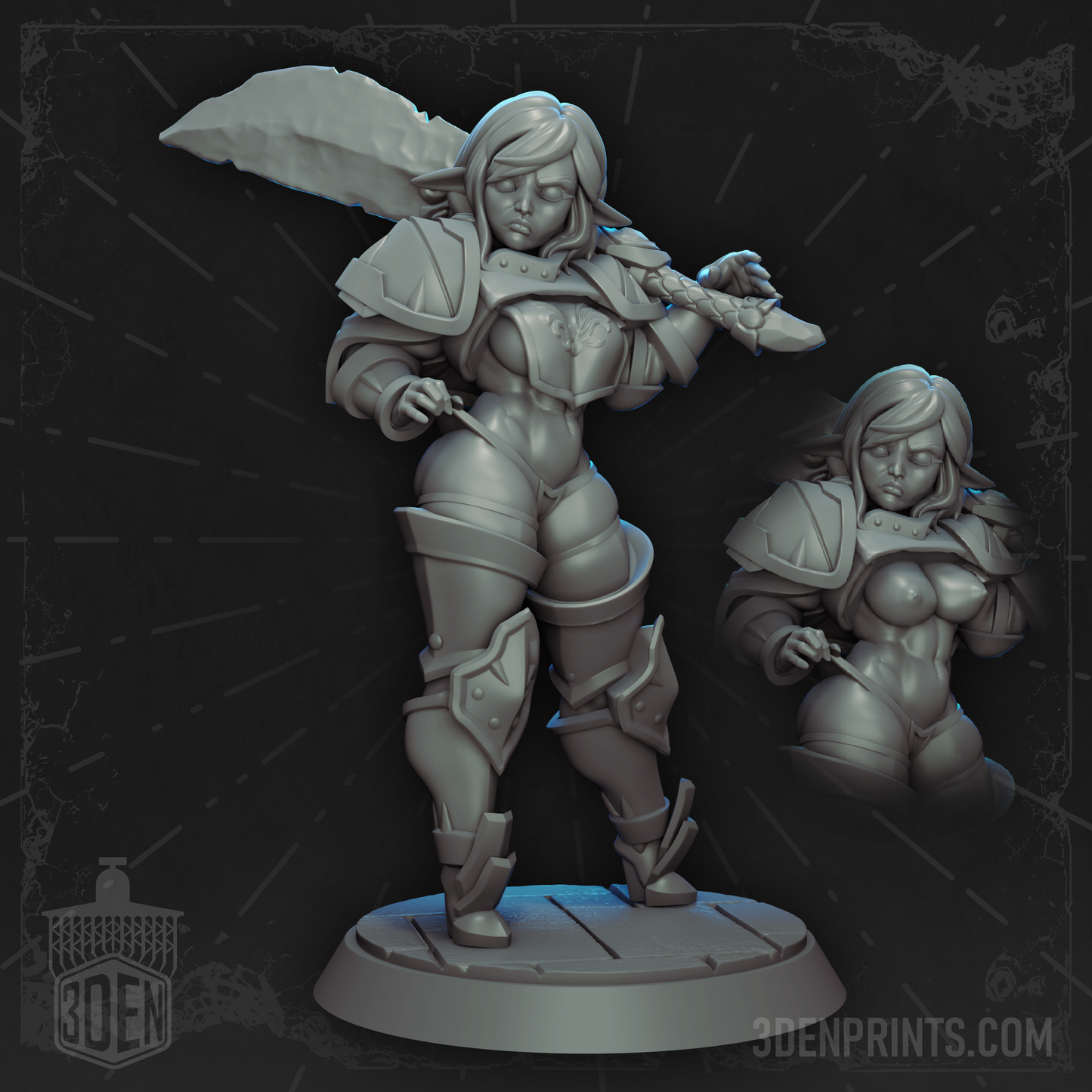 Elf with High Level Gear by Gaz Minis 75mm Scale (NSFW version available) GM 0341