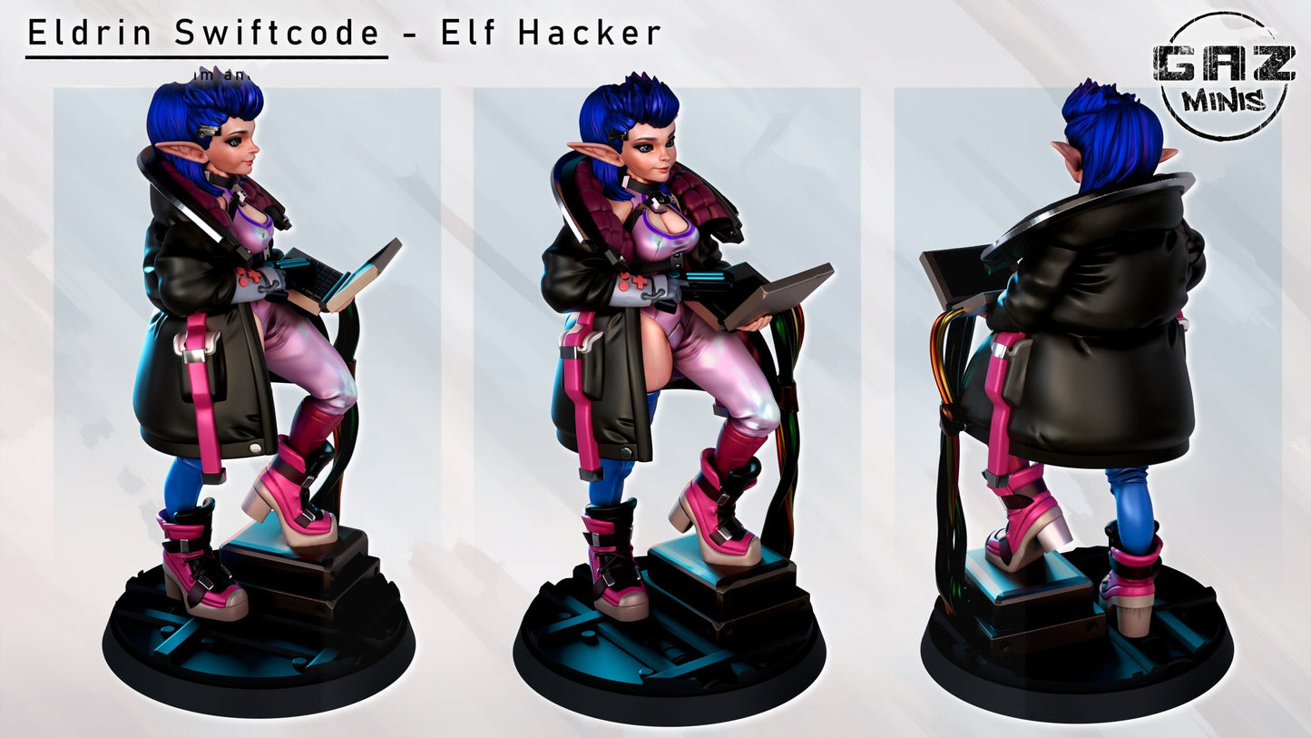 Swiftcode Elf Hacker by Gaz Minis 75mm Scale (NSFW version available) GM 0345