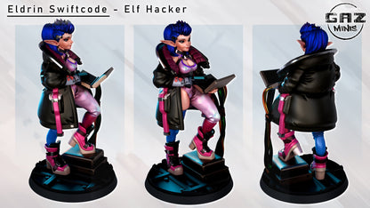 Swiftcode Elf Hacker by Gaz Minis 75mm Scale (NSFW version available) GM 0345