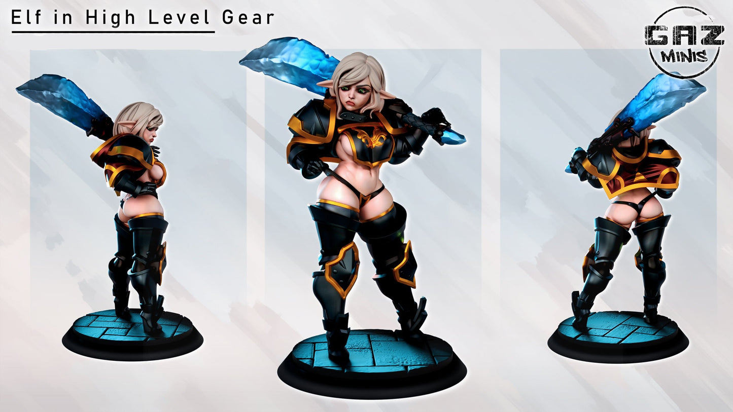 Elf with High Level Gear by Gaz Minis 75mm Scale (NSFW version available) GM 0341