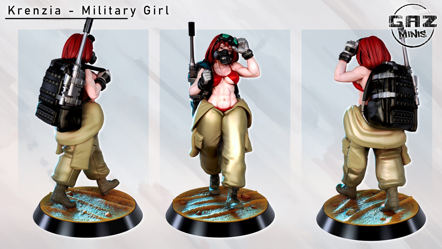 Krenzia Military Girl by Gaz Minis 75mm Scale (NSFW version available) GM 0343