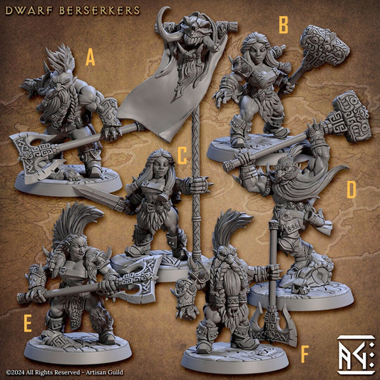 Dwarf Berserkers Kit I Bundle Set by Artisan Guild Heroic 32mm Scale Fantasy Miniature AG1312