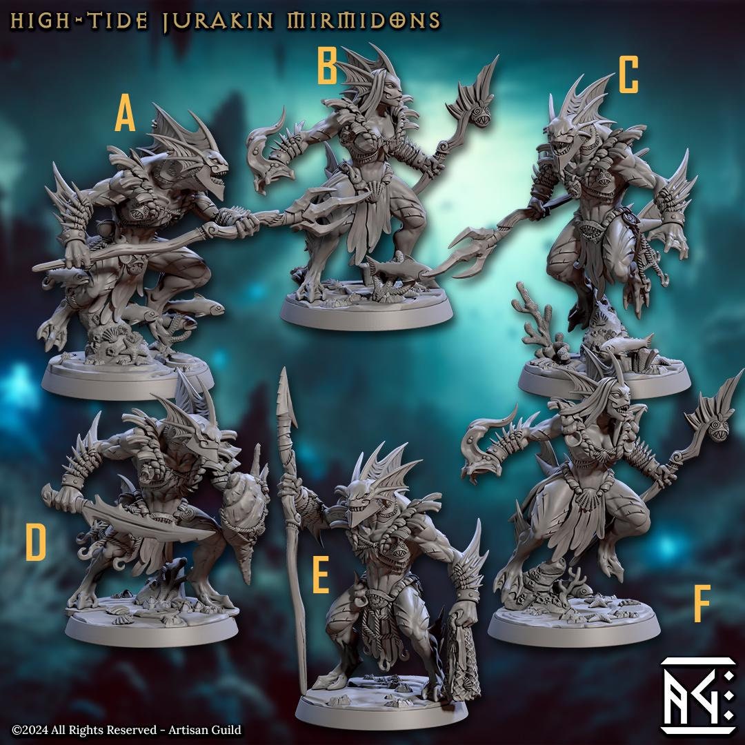 High-Tide Jurakin Mirmidons Kit I Bundle Set by Artisan Guild Heroic 32mm Scale Fantasy Miniature AG1316