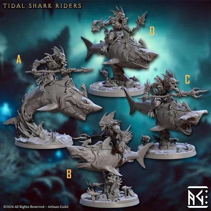 Tidal Shark Riders Kit I Bundle Set by Artisan Guild Heroic 32mm Scale Fantasy Miniature AG1316