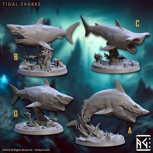 Tidal Sharks Bundle Set by Artisan Guild Heroic 32mm Scale Fantasy Miniature AG1316