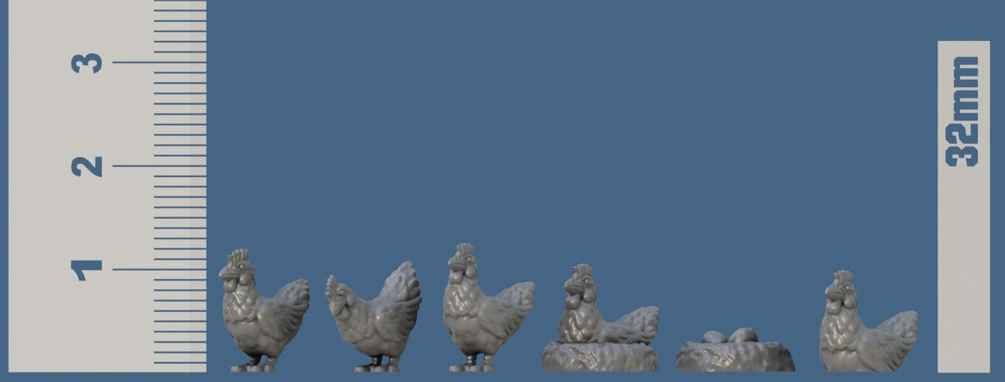 Chickens Bundle Set by Vae Victis Miniatures 28mm or 32mm scale Fantasy Miniature VVM 0104