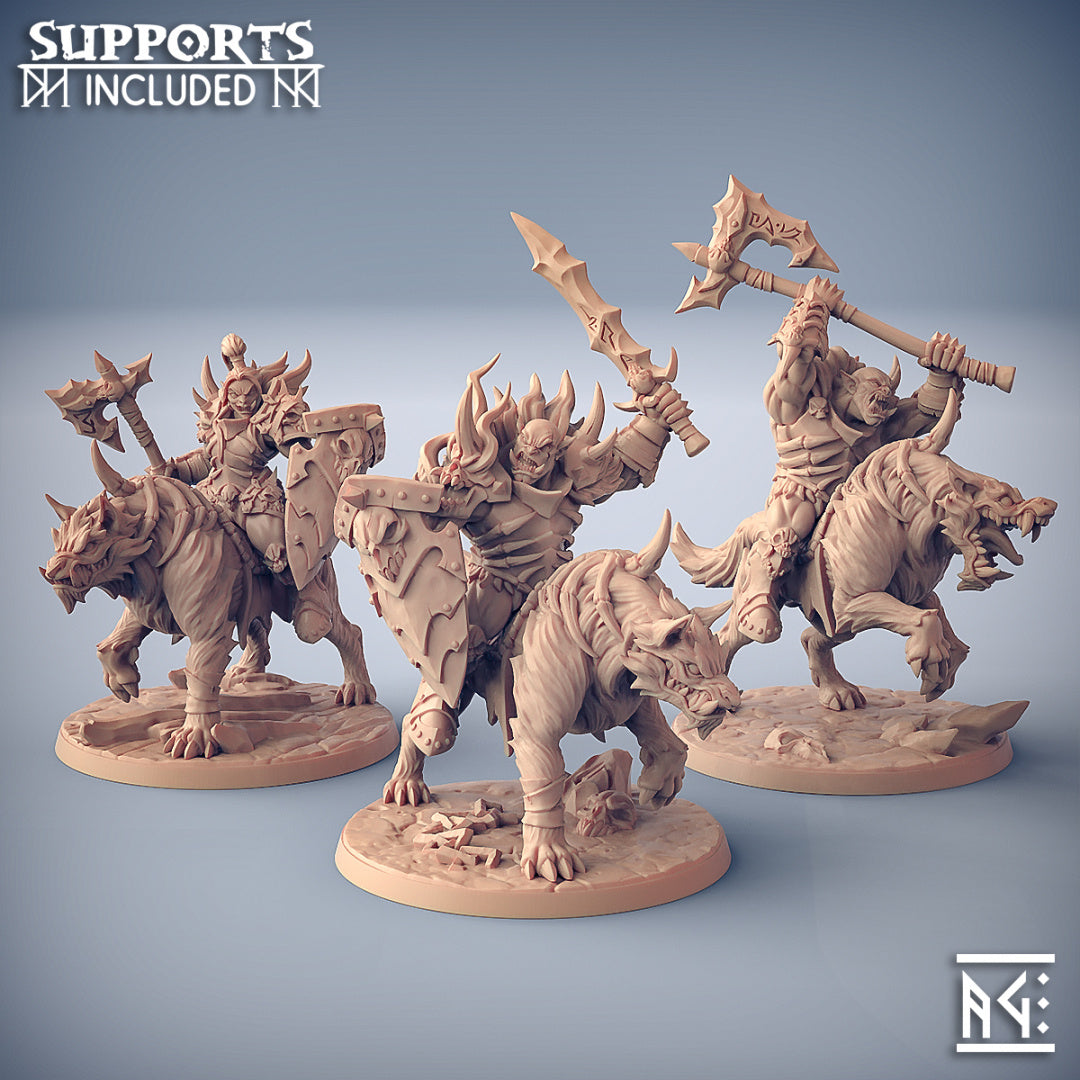 Frostmetal Worg Riders Bundle Set by Artisan Guild Heroic 32mm Scale Fantasy Miniature AG1203