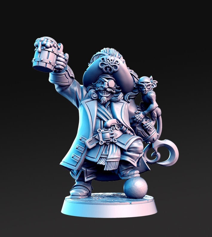 Madolff one eye pirate - 2 versions - by RN Estudio 32mm Miniature 0152