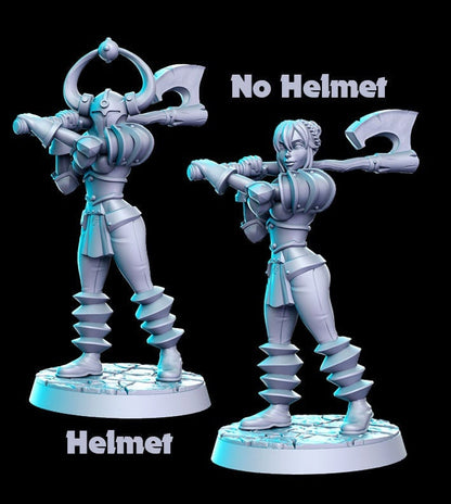 Chaos 1 heroine helmet and no helmet versions - by RN Estudio 32mm Miniature 0151