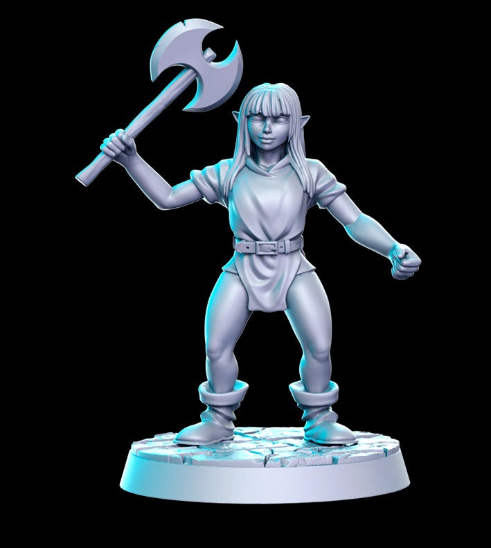 Female Goblin axe/sword - by RN Estudio 32mm Miniature 0151