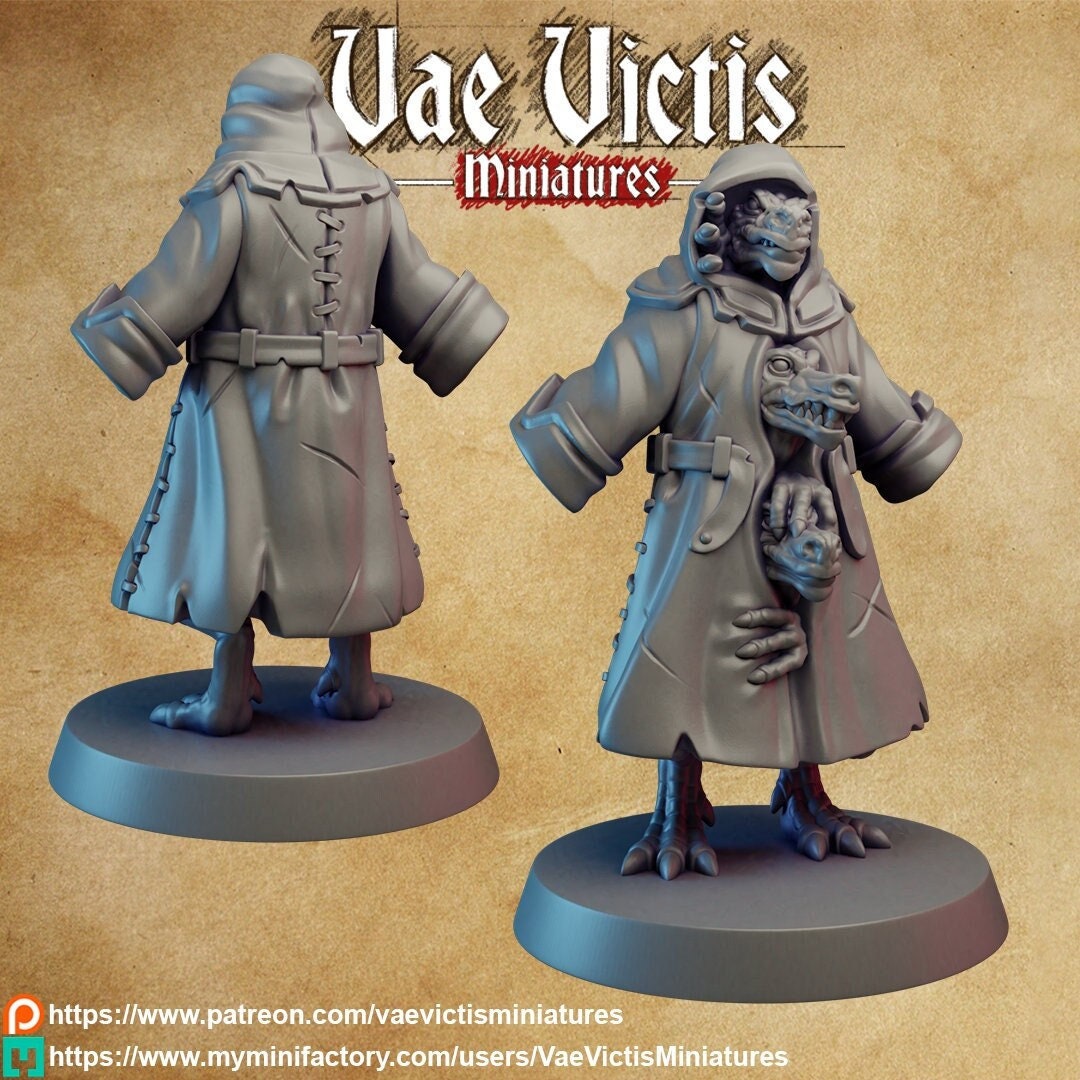 Three Kobolds in a trench coat by Vae Victis Miniatures 28mm scale VVM 0123