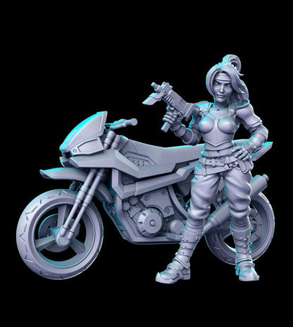 Jessie Bike - by RN Estudio 32mm Fantasy Female Rider Miniature RN0163