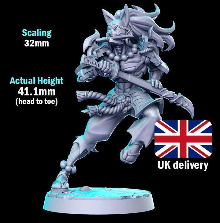 Oni Samurai - by RN Estudio 32mm Fantasy Miniature RN0163