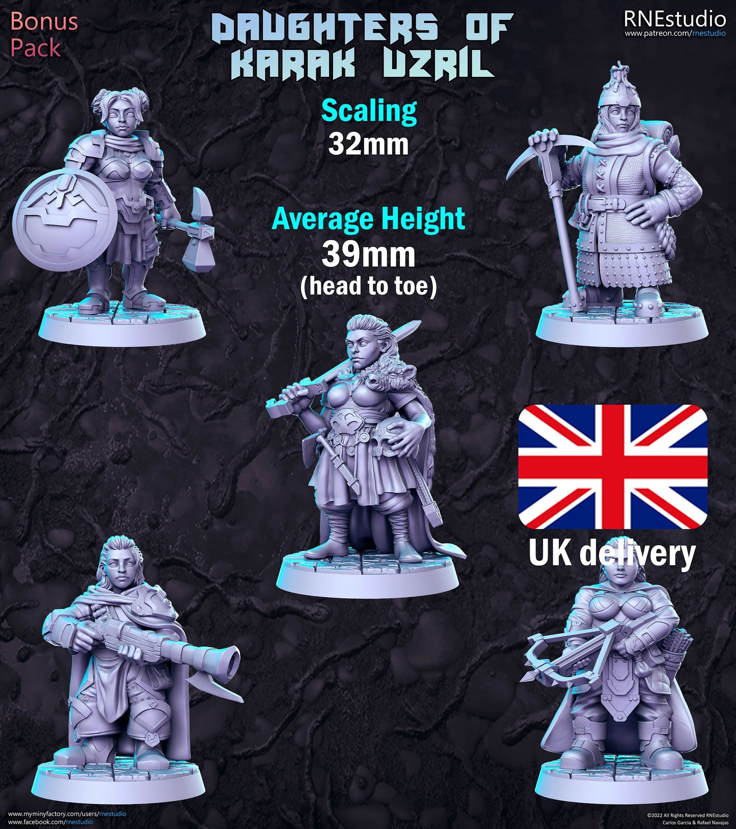 Daughters of Karak Uzril Set Bundle by RN Estudios Female Miniatures 32mm scale RN0166