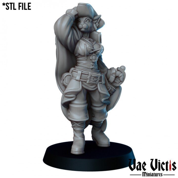 Cat Captain Lady by Vae Victis Miniatures 28mm Scale Tabaxi Pirate Miniature VVM 0115