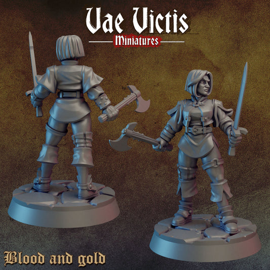 Female Fighter by Vae Victis Miniatures 28mm or 32mm scale Fantasy Miniature VVM 0125