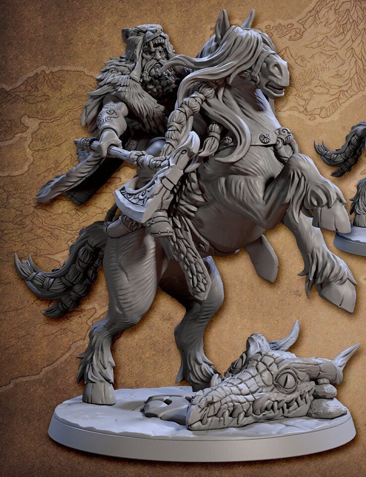 Gunnar on Svadilfari - The Horse King by Artisan Guild Heroic 32mm Scale Fantasy Miniature AG1304