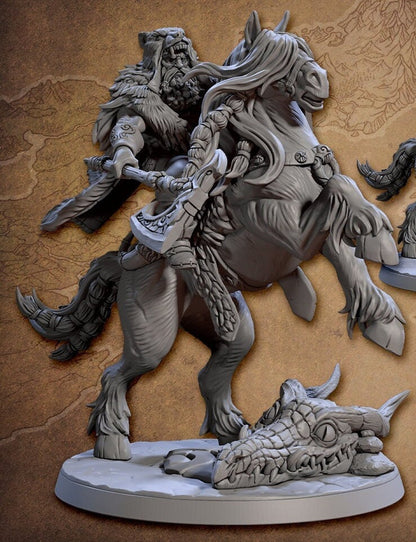 Gunnar on Svadilfari - The Horse King by Artisan Guild Heroic 32mm Scale Fantasy Miniature AG1304