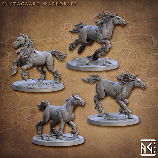 Skutagaard Wild Warhorses Bundle Set by Artisan Guild Heroic 32mm Scale Fantasy Miniature AG1304