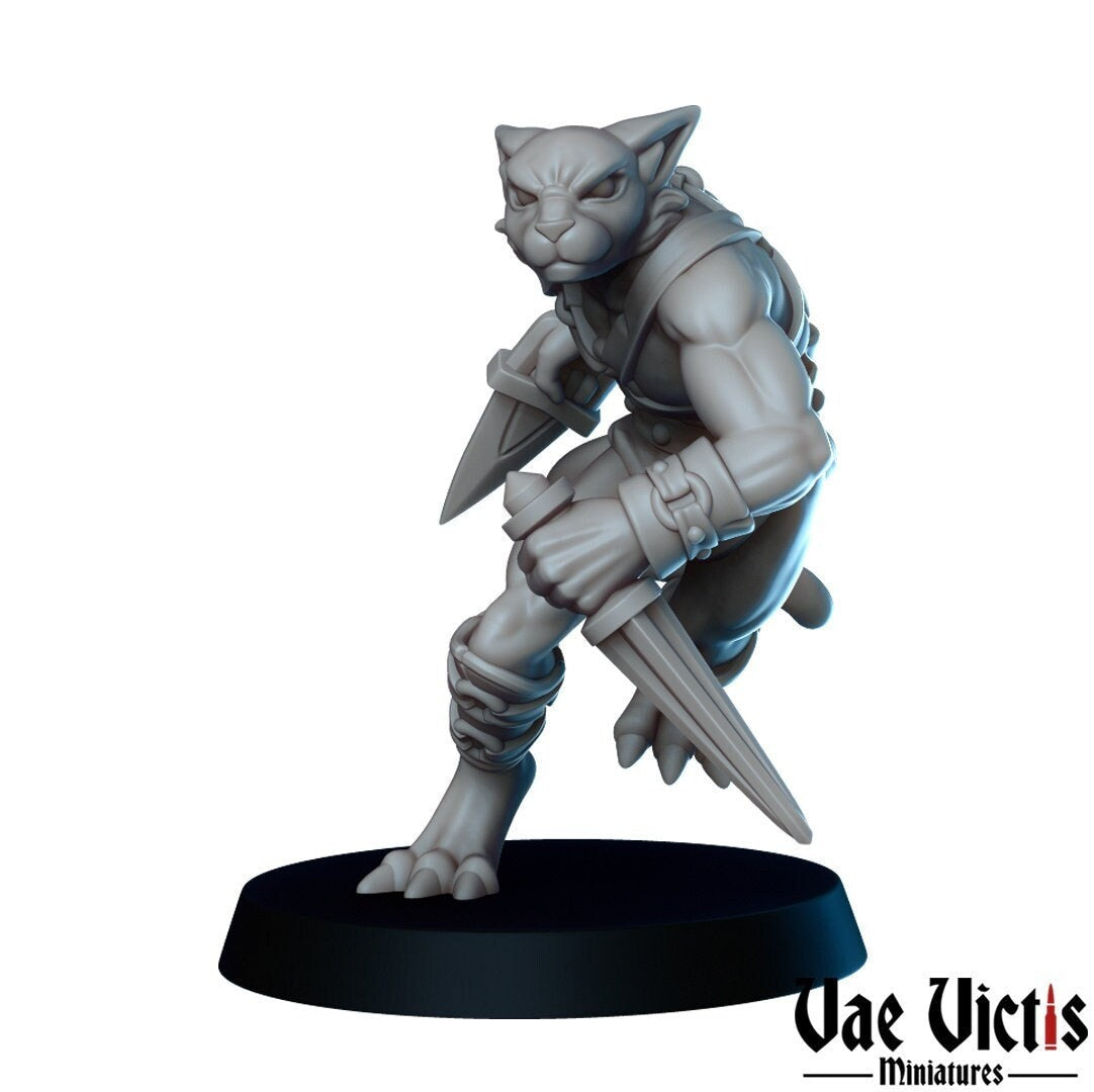 Tabaxi Gladiator by Vae Victis Miniatures 32mm Scale Fantasy Miniature  VVM 0017