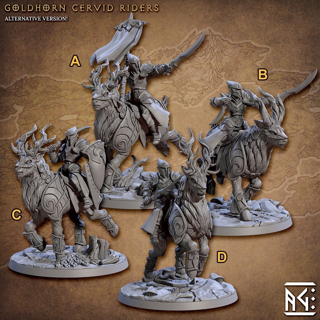 GoldHorn Cervid Riders Kit II Bundle Set by Artisan Guild Heroic 32mm Scale Fantasy Miniature AG1307