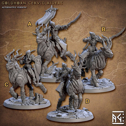 GoldHorn Cervid Riders Kit II Bundle Set by Artisan Guild Heroic 32mm Scale Fantasy Miniature AG1307